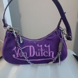Von Dutch Purple Shoulder Bling With Chain Bag Great Condition